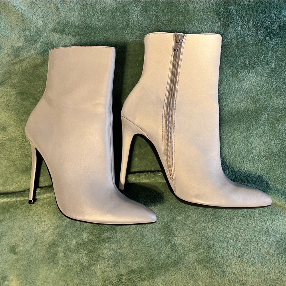 Reflective Grey Ankle Boots